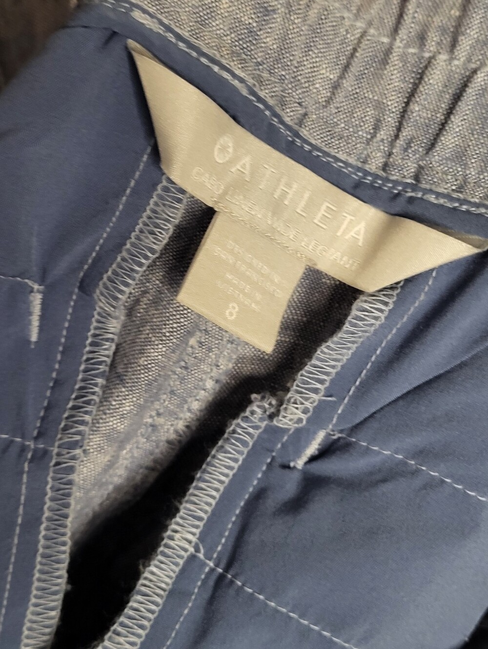 Athleta Cabo Linen Wide Leg Pants Blue Chambray Size 8 - Picture 12 of 13